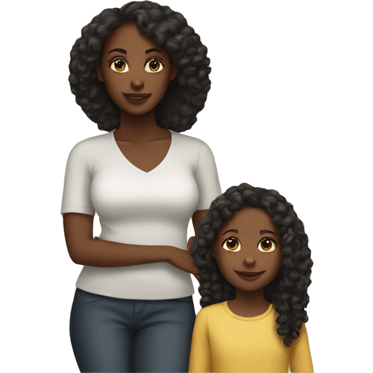 black girl with daughter emoji