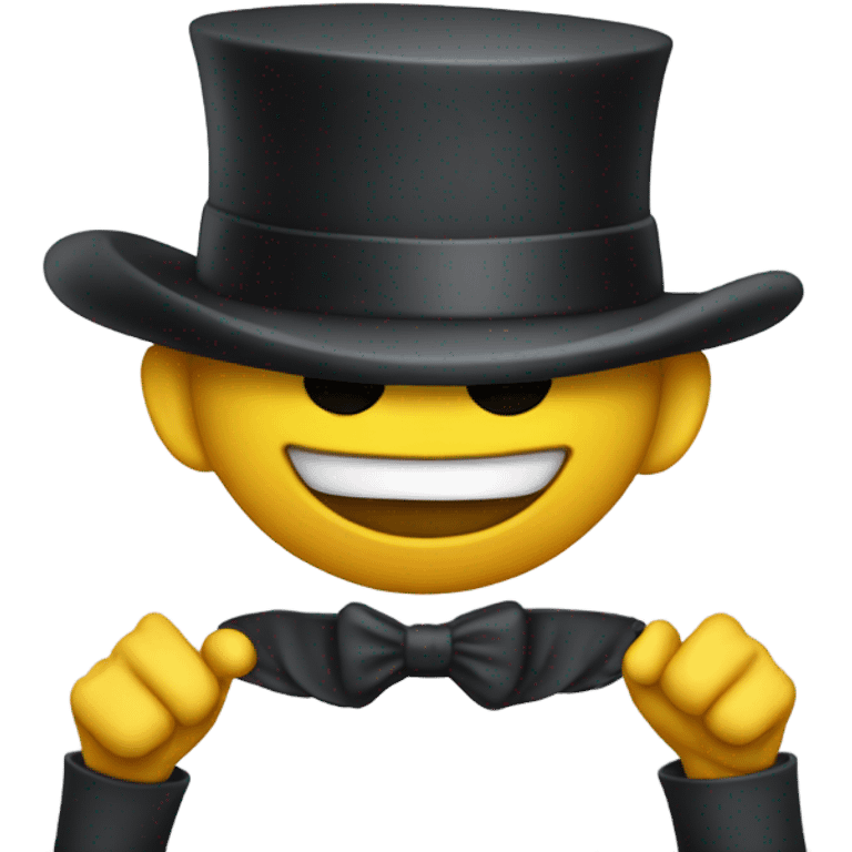 Race car with arms and top hat emoji