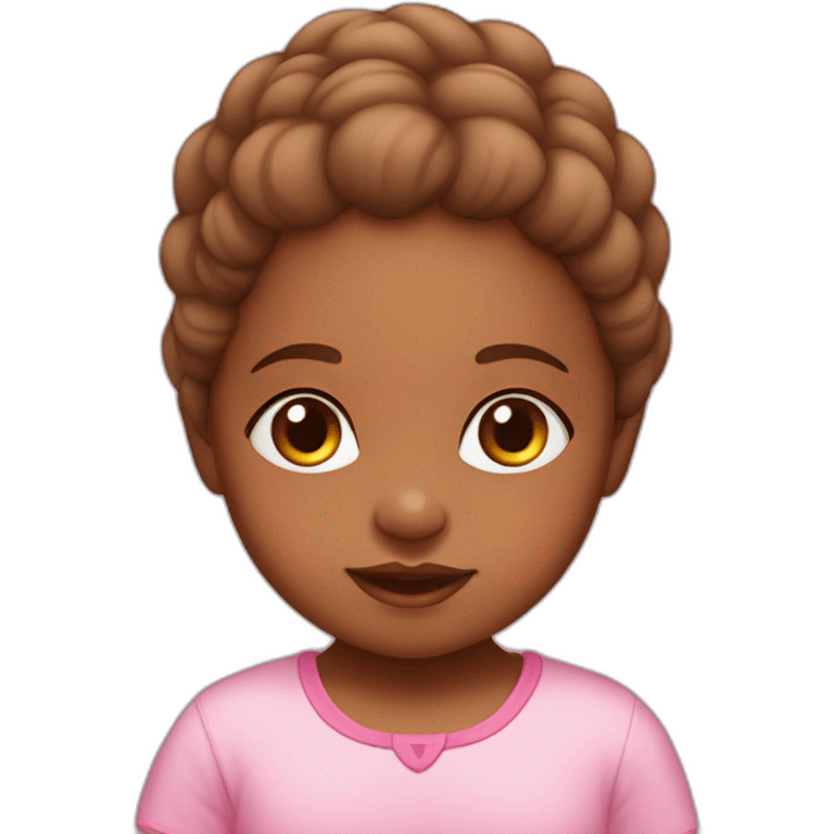 Brown skinned baby girl with a pink ིྀ on the head emoji