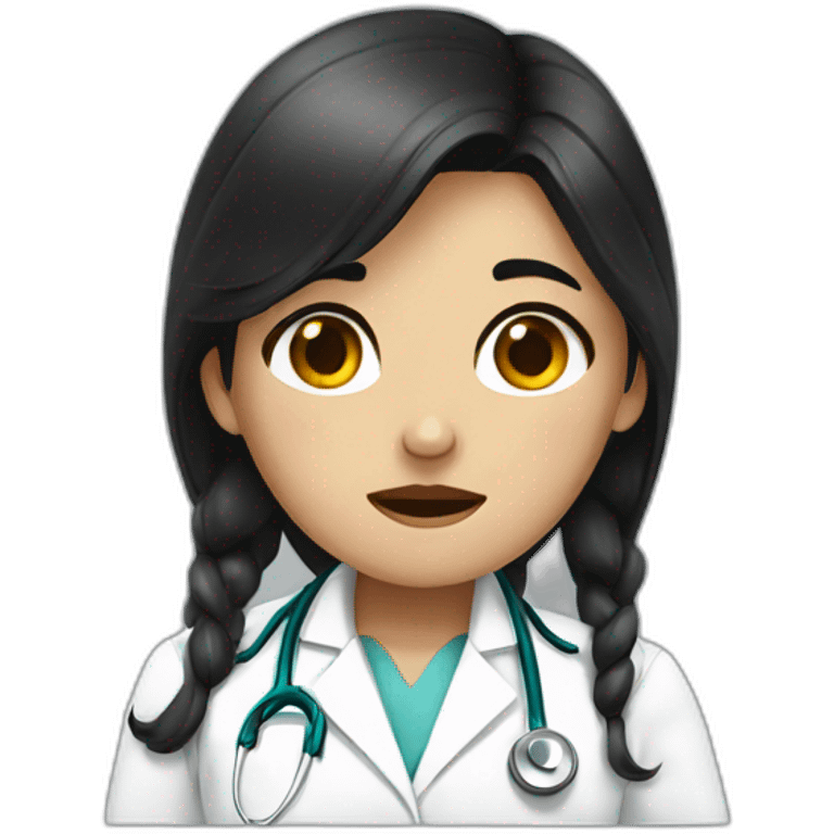 doctor girl with dark hair crying tears emoji