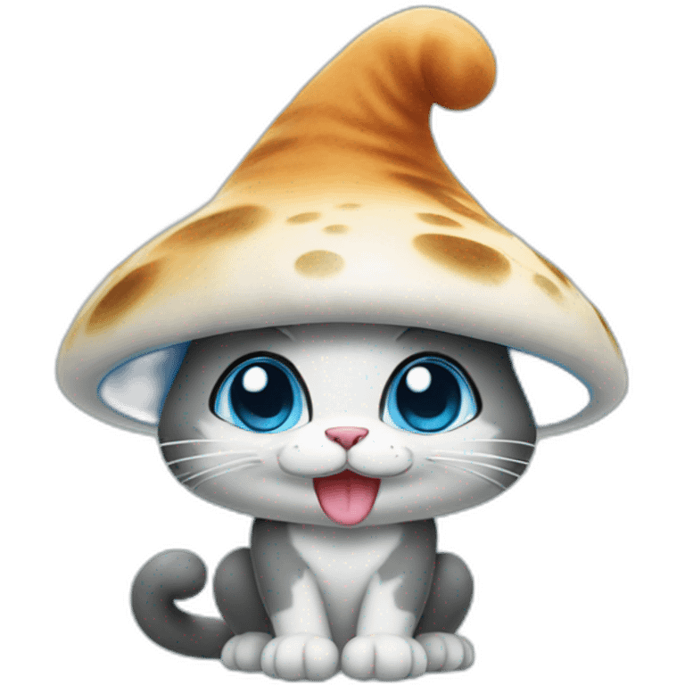 Smurf cat with mashroom hat emoji