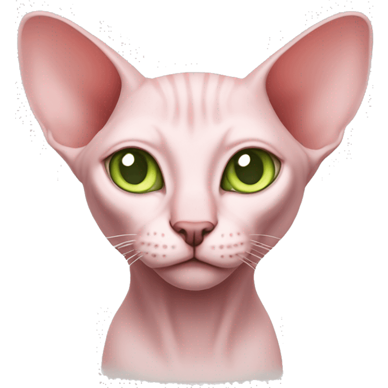 pink sphinx cat with light green eyes emoji