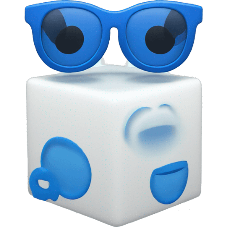 Blue cube with circle glasses emoji