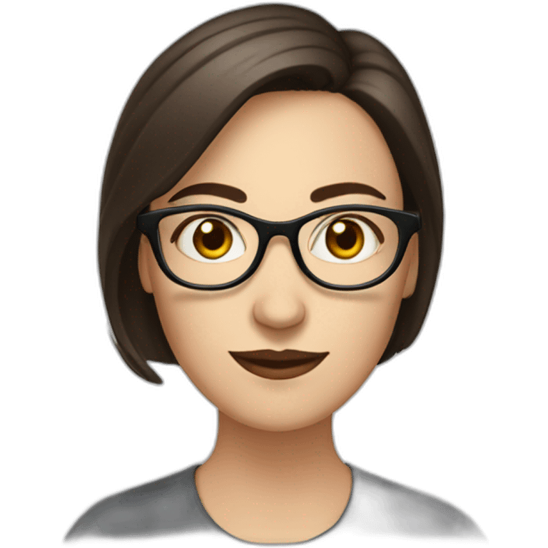 white woman with dark brown hair at shoulder level with glasses and big nose. elongated face emoji