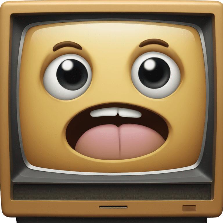 A television that looks very surprised emoji