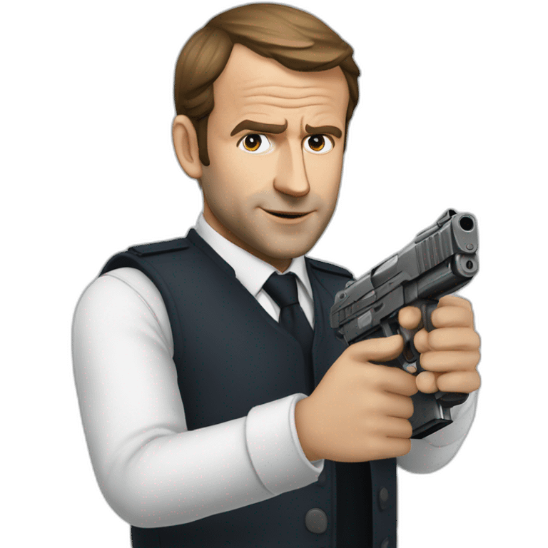 Macron avec pistolet a eau emoji