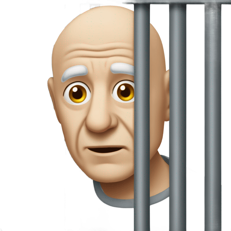 Bald old man behind bars in prison emoji