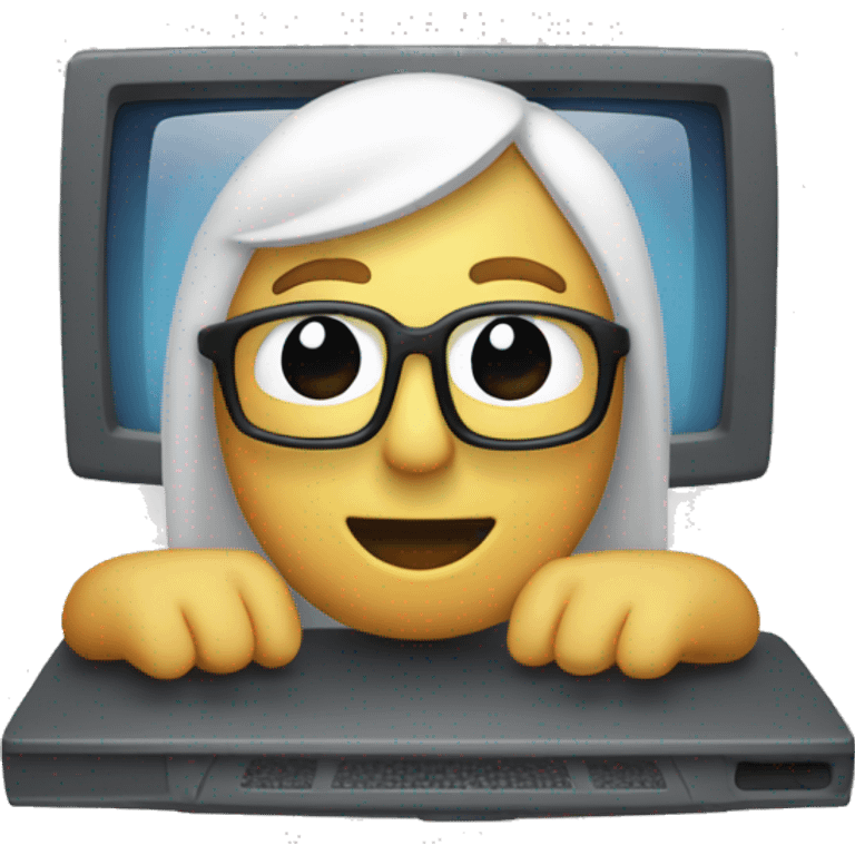 MAKE A COMPUTER WITH ON THE SCREEN LIKE A PERSONÈS EDITING A VIDEO emoji