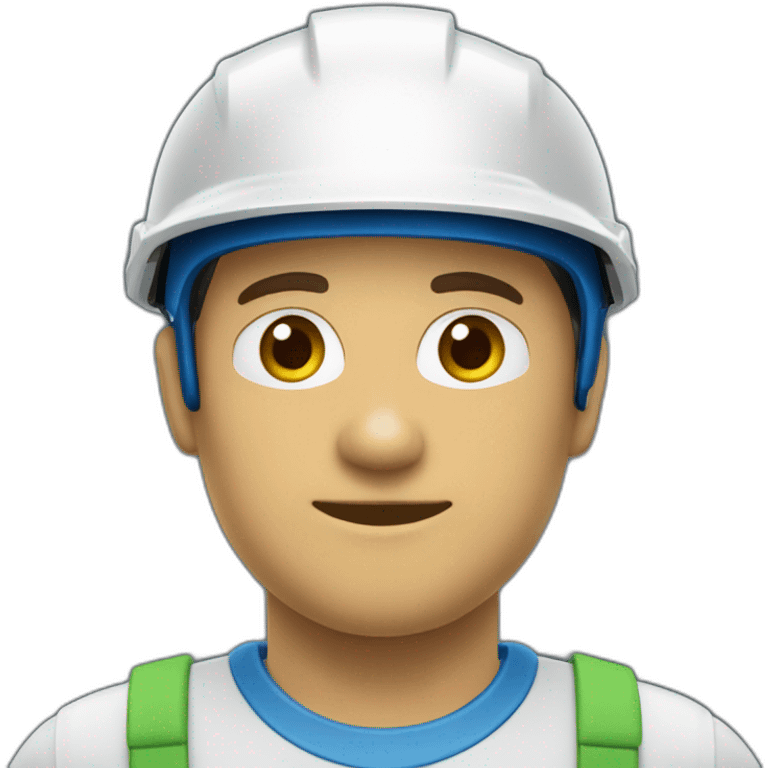 TÉCNICO CON CASCO DE SEGURIDAD Y PLAYERA AZUL CON VERDE  emoji