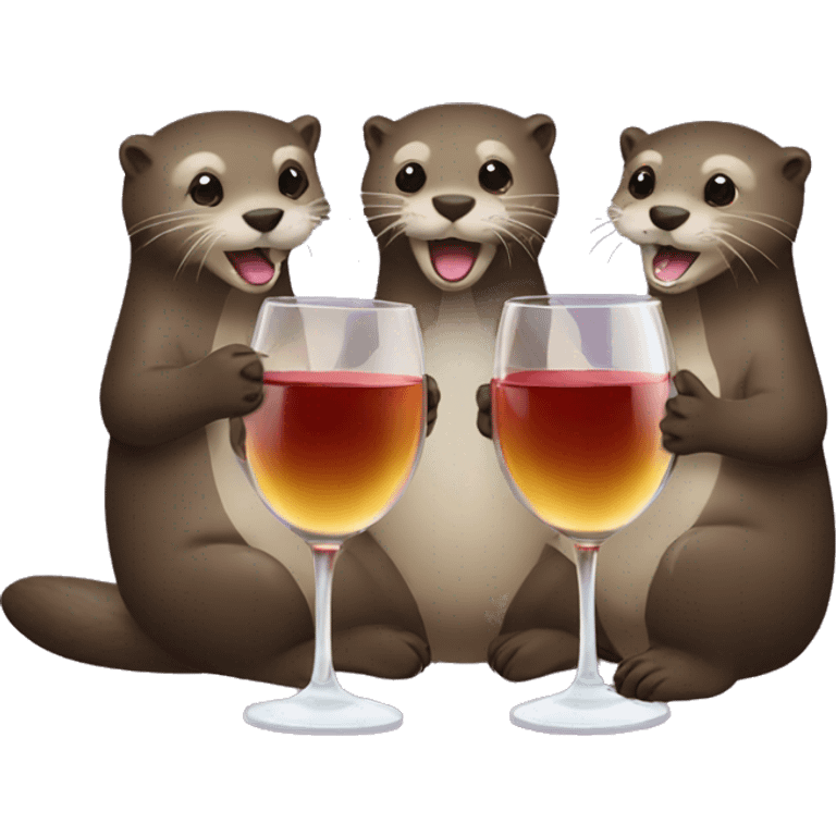 Three otters drinking wine  emoji