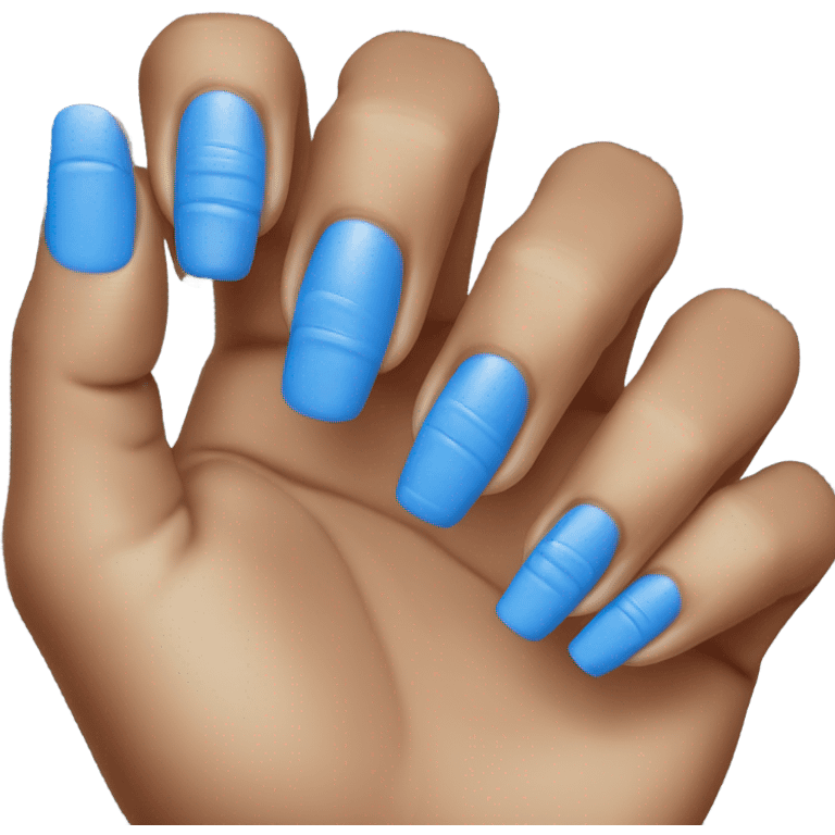 pretty blue acrylic nails 5 fingers emoji