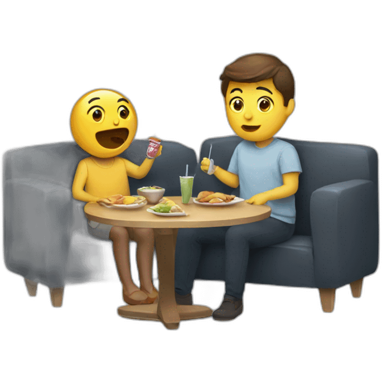 Eating lunch watching TV emoji