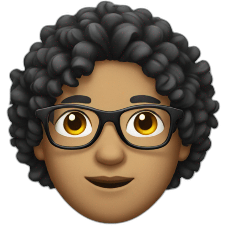 boy with black curly hair and galsses  emoji