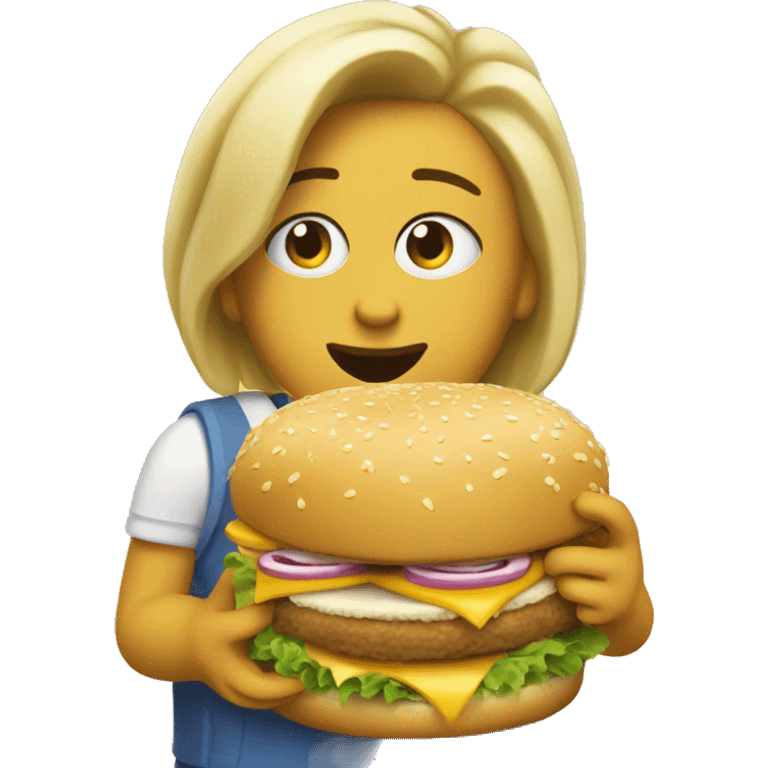 Galinha Pintadinha eating Big Mac emoji