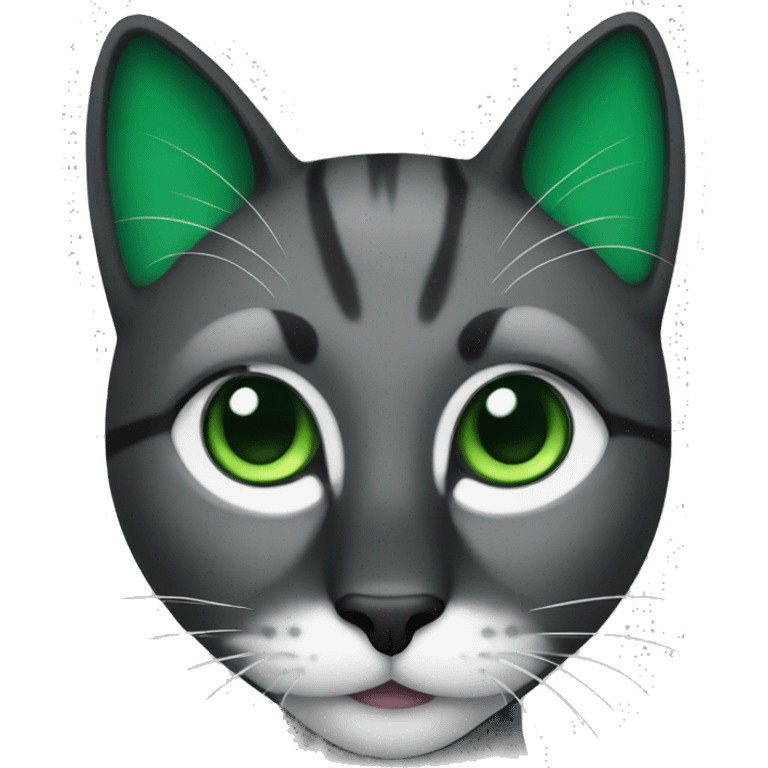 make a cat black and white with green eyes  emoji