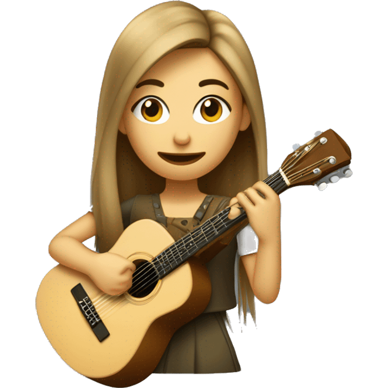 Femme au cheveux châtain lisse qui chante dans un micro et joue de la guitare  emoji