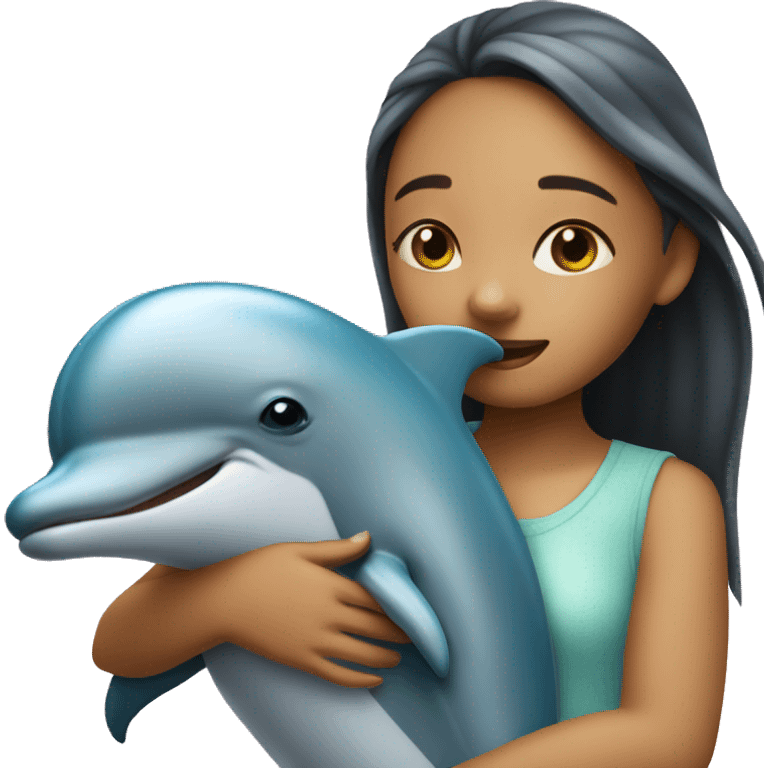 girl hugging dolphin emoji