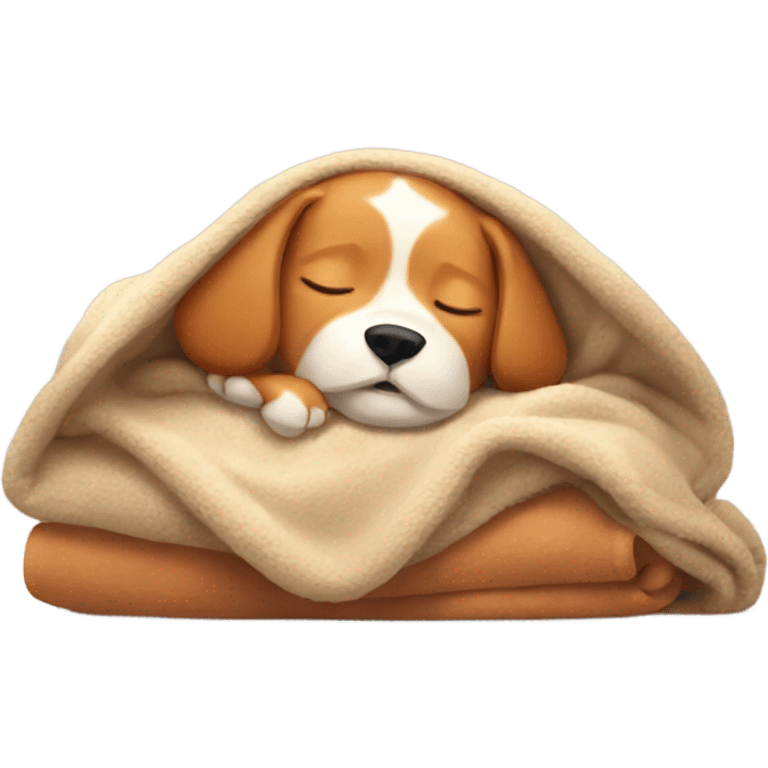 Ginger dog sleeping in a cozy blanket  emoji