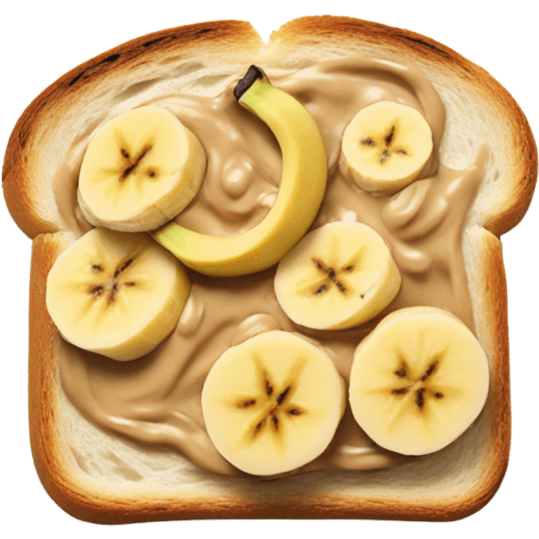 Toasted bread with penut and banana slices on it emoji