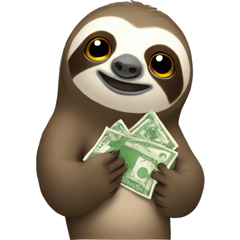 sloth with phone in hand and money flying out of pocket emoji