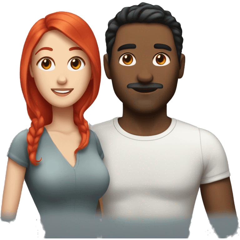 gay man with short black hair and a white woman with long red hair emoji