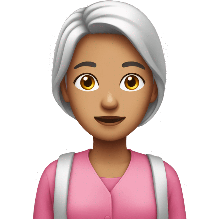 a female carer wearing a pink outfit emoji