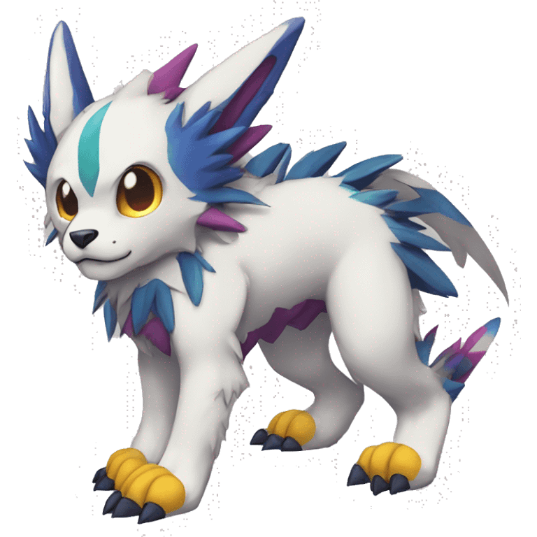 cute cool edgy Digimon-Fakemon-animal with colorful markings full body emoji