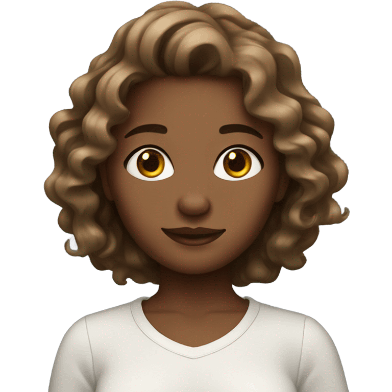 wavy hair brown skin girl  emoji