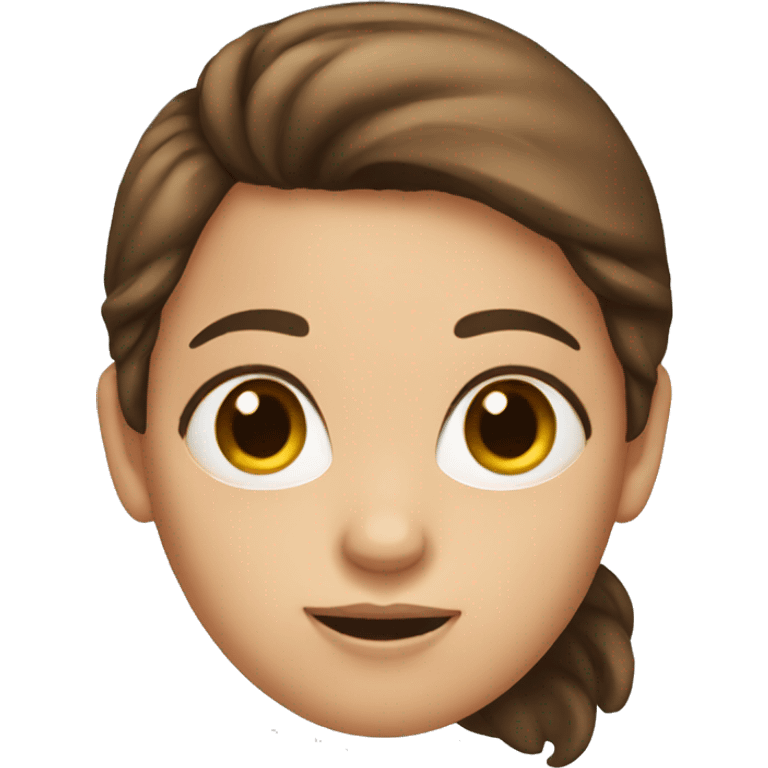 Girl with brown hair and huge forehead emoji