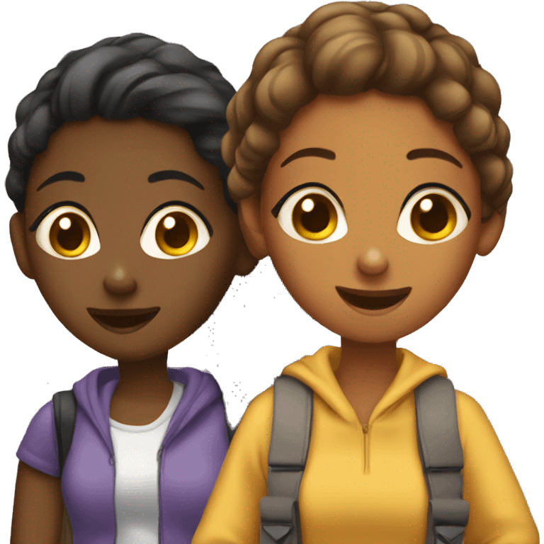 Two brown skin girls gossiping at school  emoji