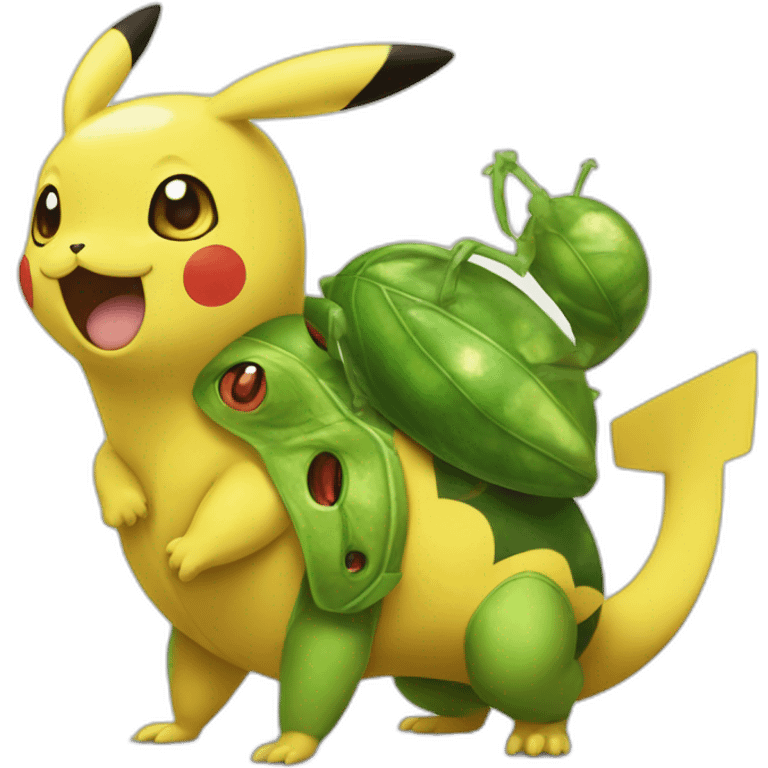 Pikachu and Caterpie emoji