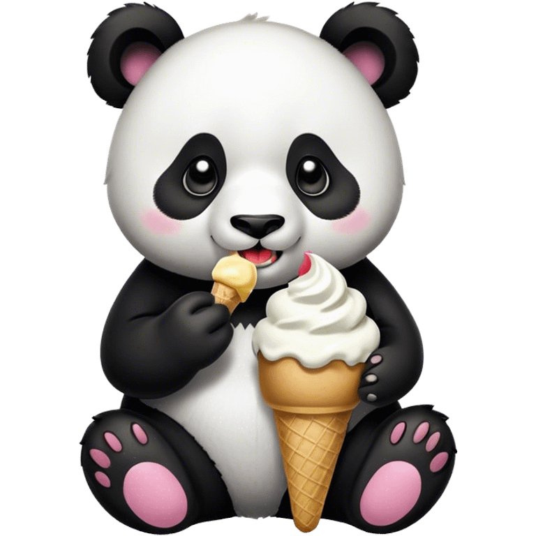 Panda eating ice cream emoji