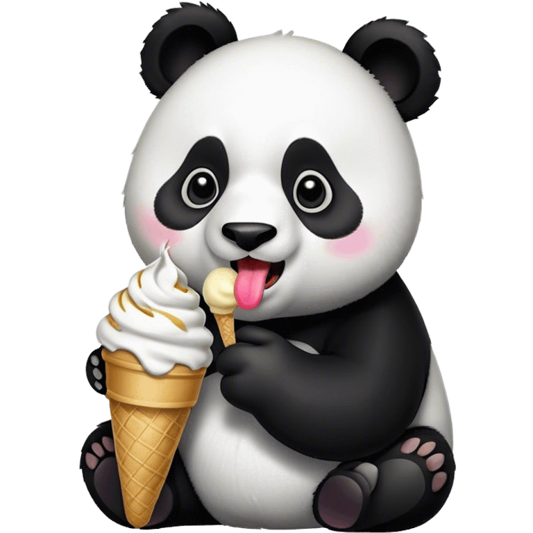 Panda eating ice cream emoji