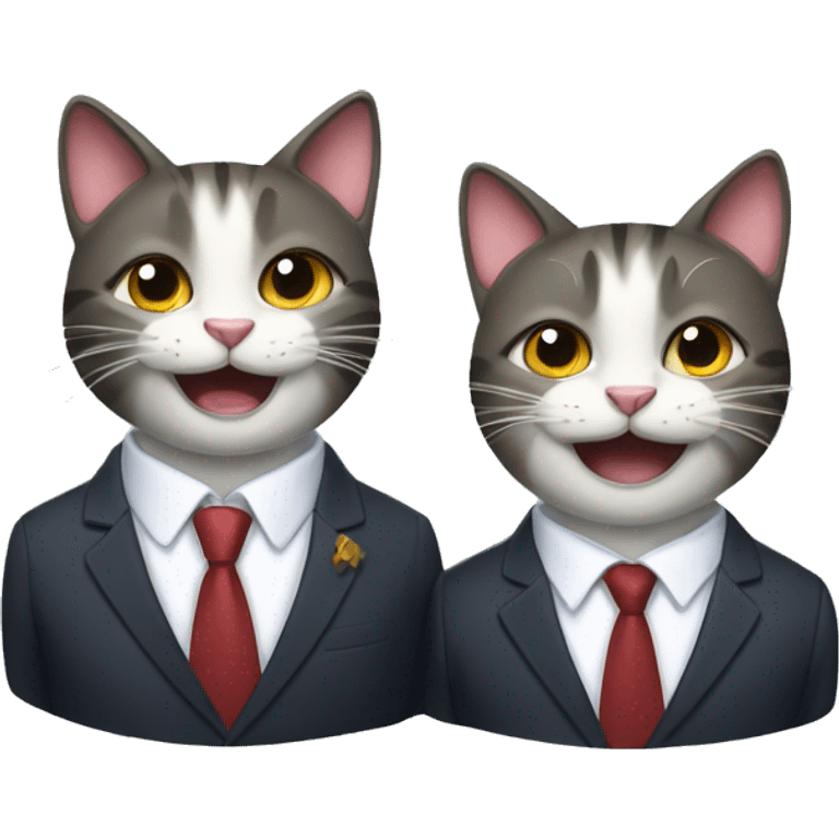 two happy cats in suits emoji