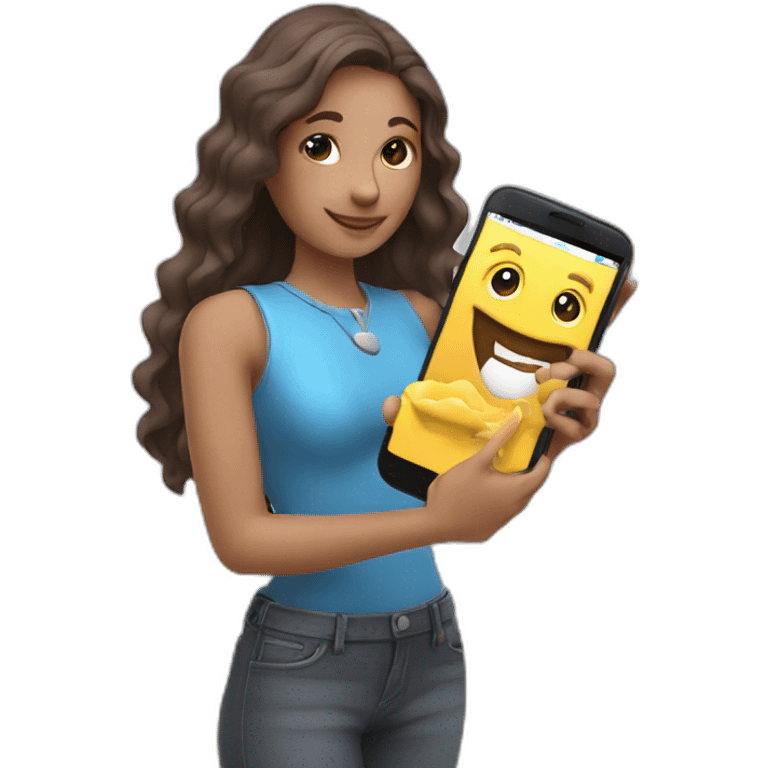 create for me a beautiful interface illustrations of 3D character holding a phone in hands emoji