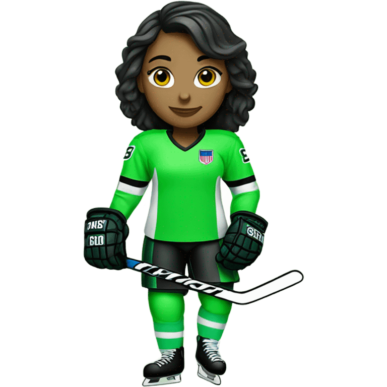 Girl ice Hockey player neon green emoji