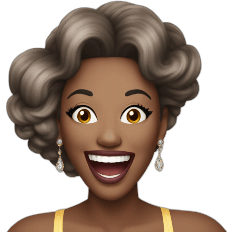 a drag queen named nina bonina brown holding phone laughing emoji