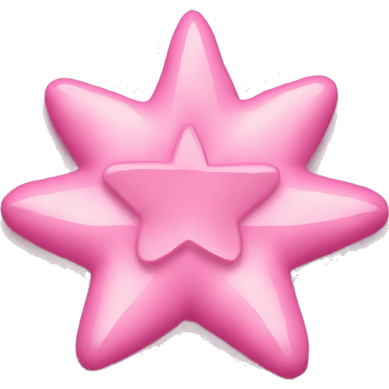 Three small pink , 4-pointed stars grouped together. The stars have a slightly elongated shape, giving them a twinkling effect. They vary in size, with the largest star in the center and two smaller stars on either side.  emoji