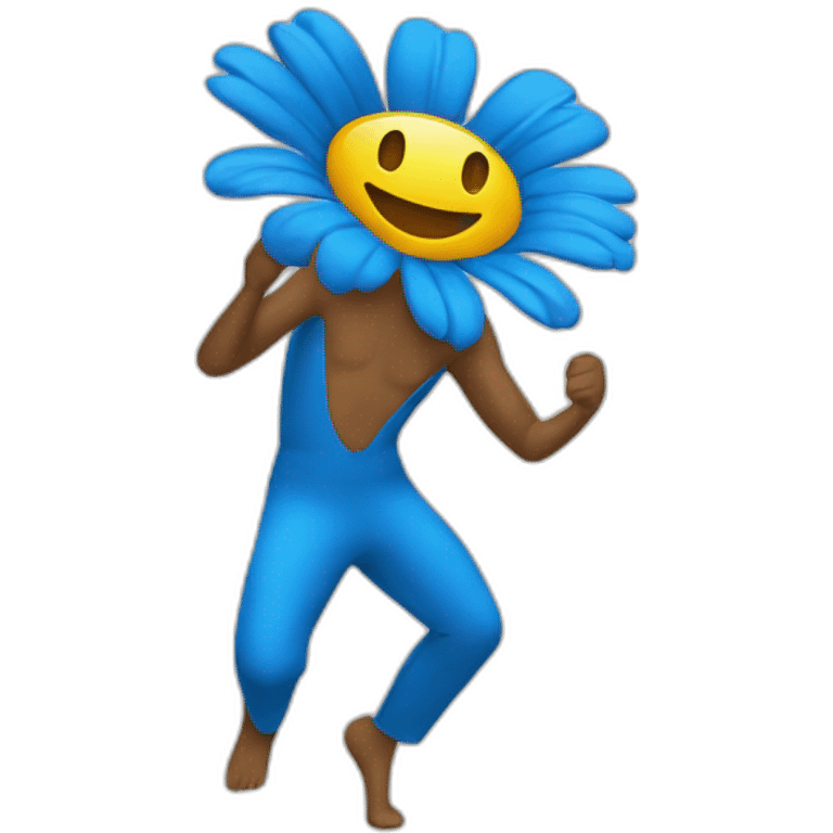 flower head blue body two arms two legs dancing emoji