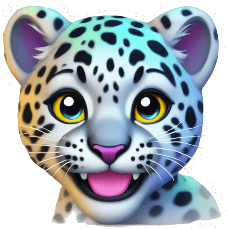 neon rainbow snow leopard cub emoji