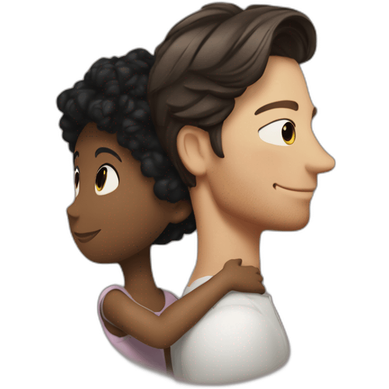 Simon baker hugging a black girl brown eyes and short black hair in a bun emoji