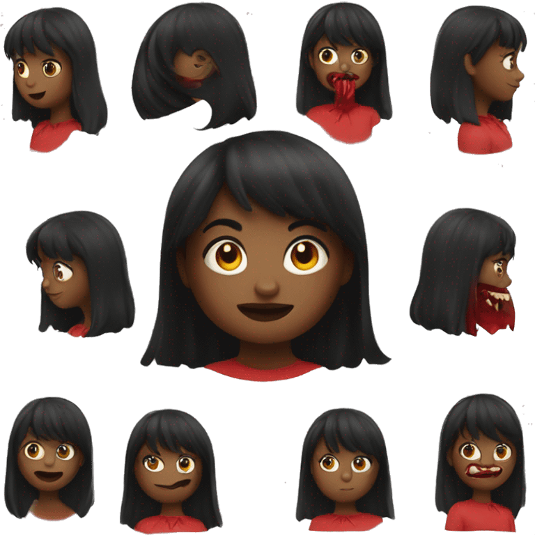 A girl who is the devil, black bangs emoji