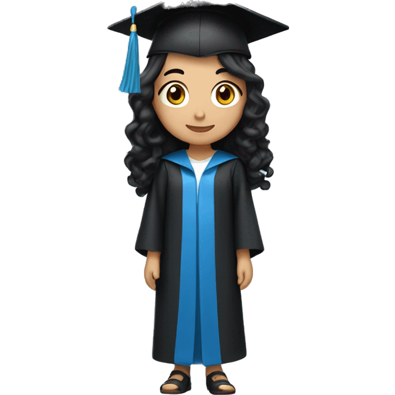 asian girl wearing blue graduation cap with long curly black hair emoji