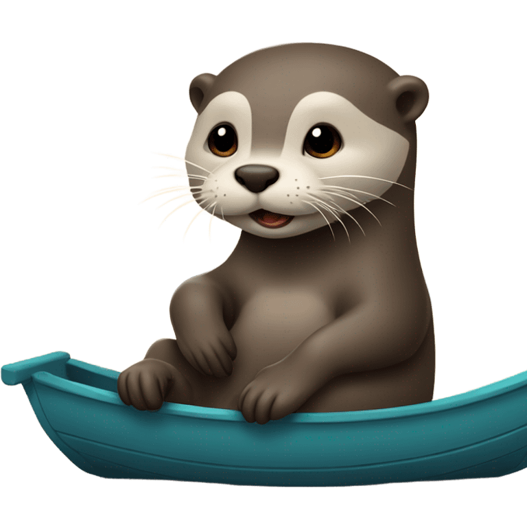 Otter riding on a pontoon boat emoji