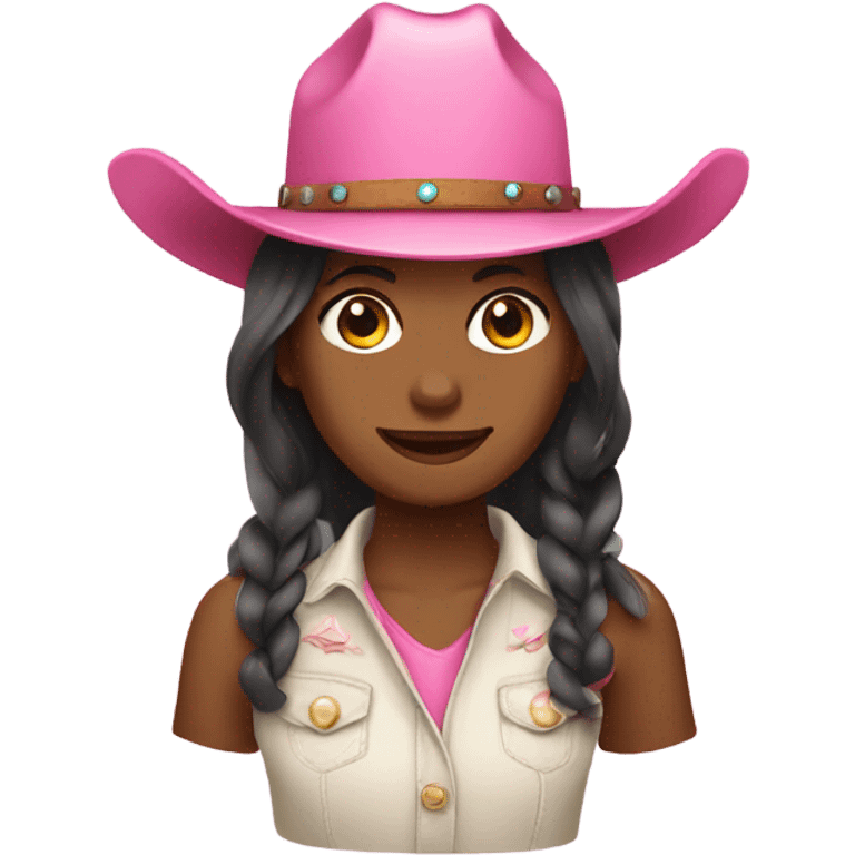 Girl with pink’s cowgirl hat emoji