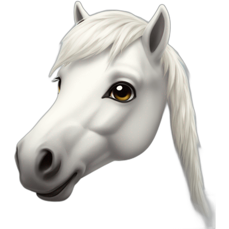 Realistic white happy pony emoji