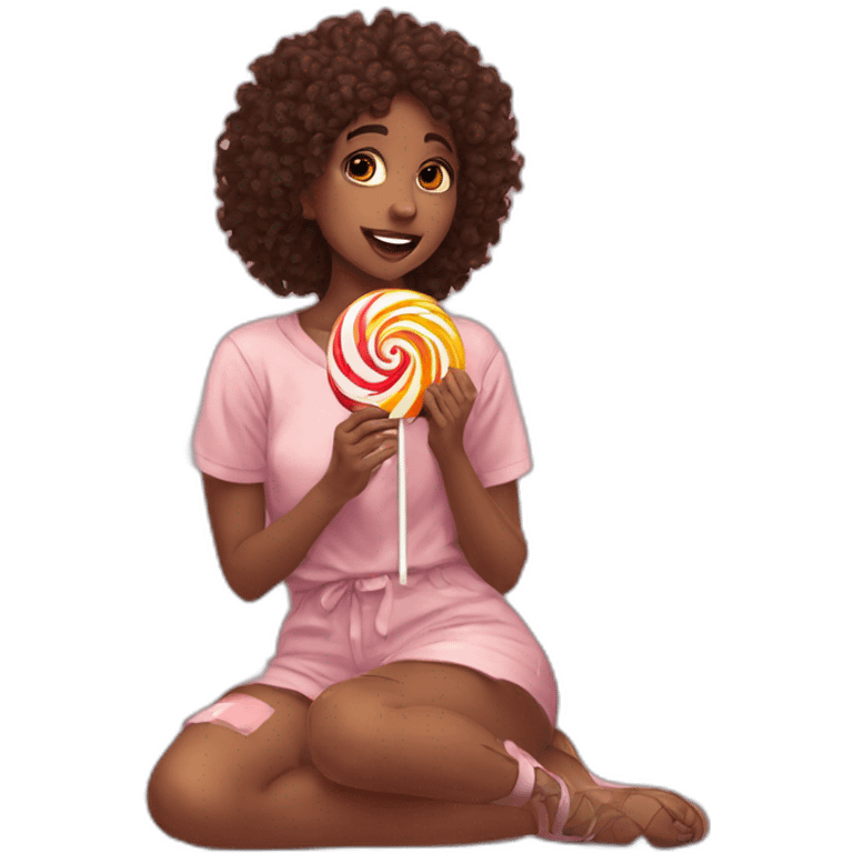 Request ➝  Draw me : girl on her two knees eating a lollipop emoji