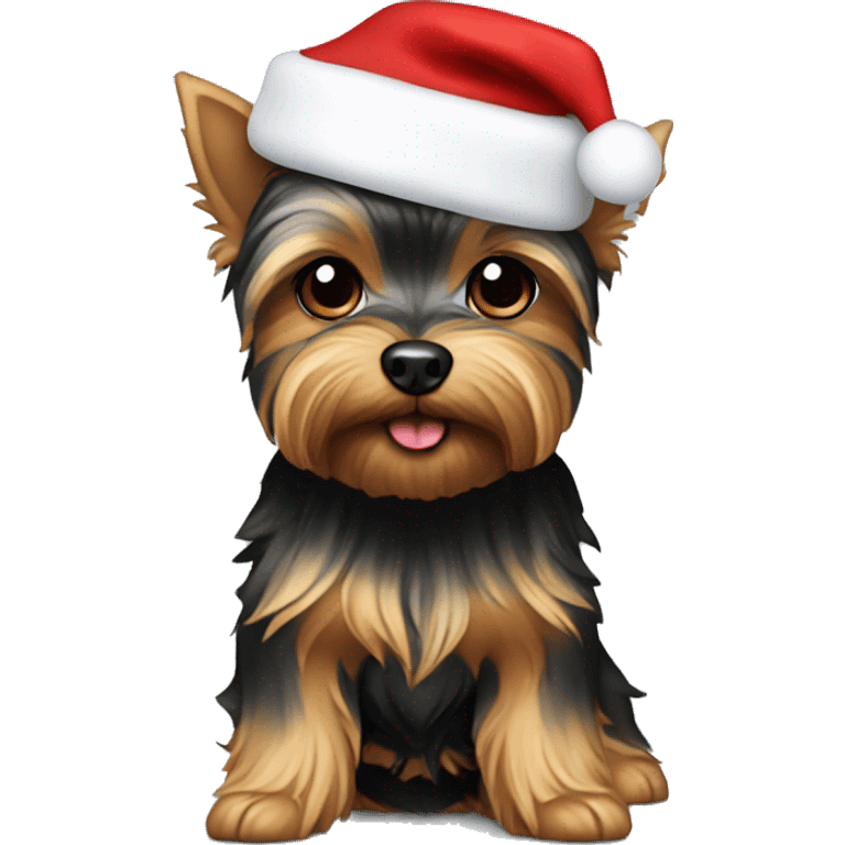 Yorkie with Santa hat emoji