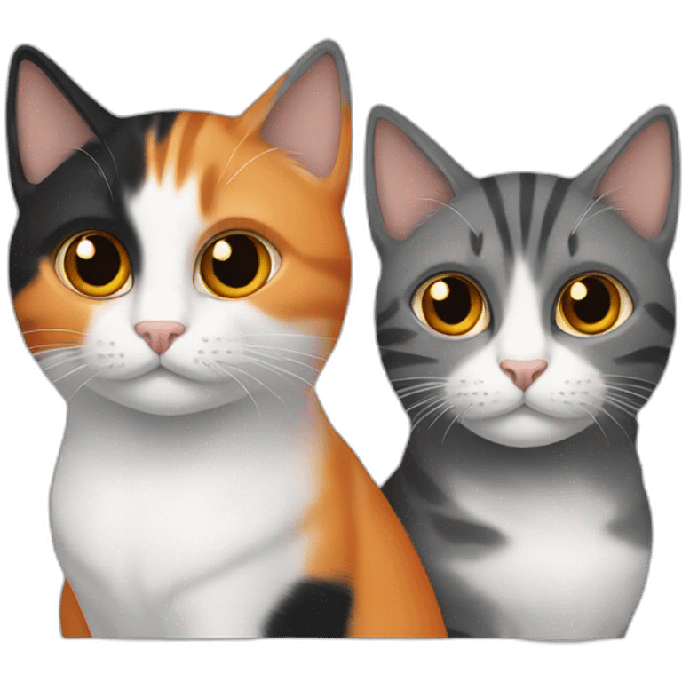 three cats. orange, black, grey emoji