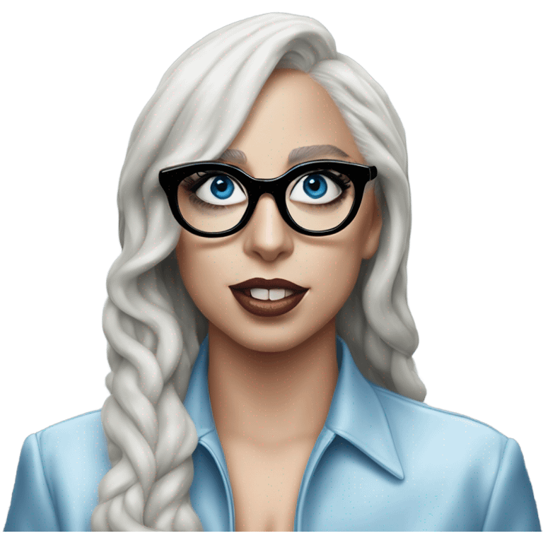 Hyper Realistic lady gaga rain on me blue eyes black glasses  emoji